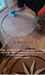 The COMPASS I wood floor medallion installation